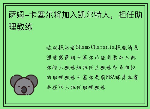 萨姆-卡塞尔将加入凯尔特人，担任助理教练